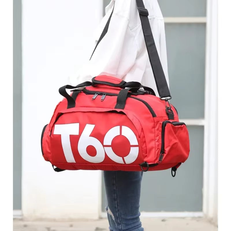 T60 Waterproof Gym Sports Bags for Men and Women - Molle Fitness Training Backpacks and Multifunctional Travel Luggage Shoulder Handbags