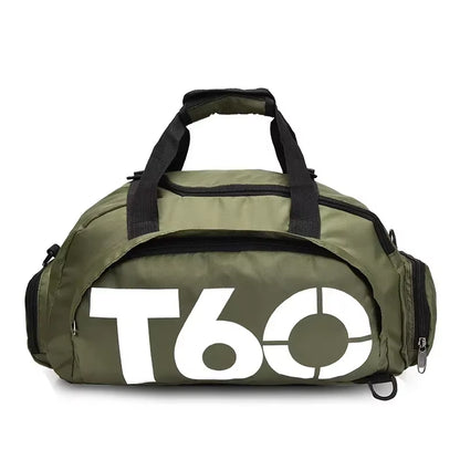 T60 Waterproof Gym Sports Bags for Men and Women - Molle Fitness Training Backpacks and Multifunctional Travel Luggage Shoulder Handbags